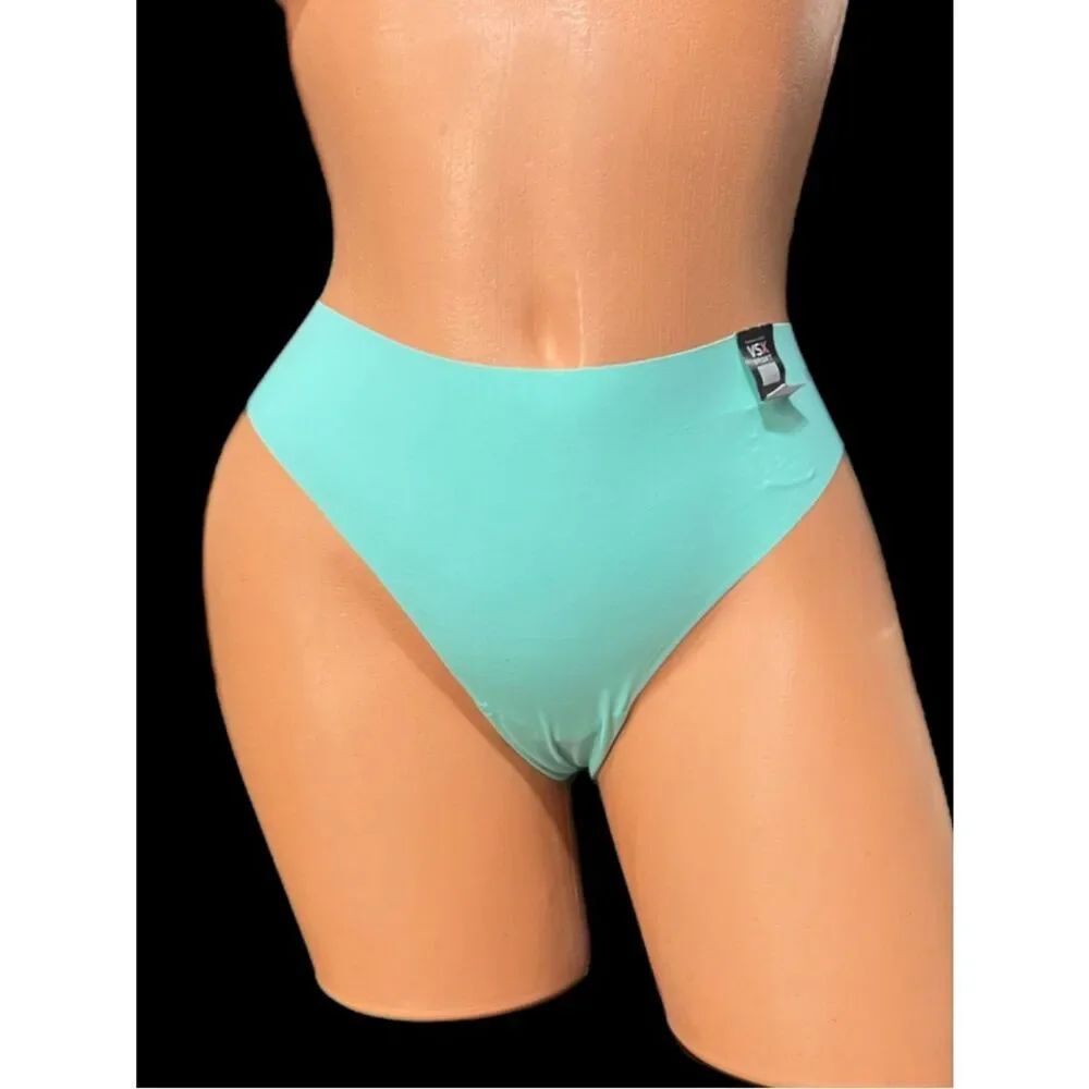 Victorias Secret VSX Sports YOGA Seamless No Show Thong panty Green Mint Large